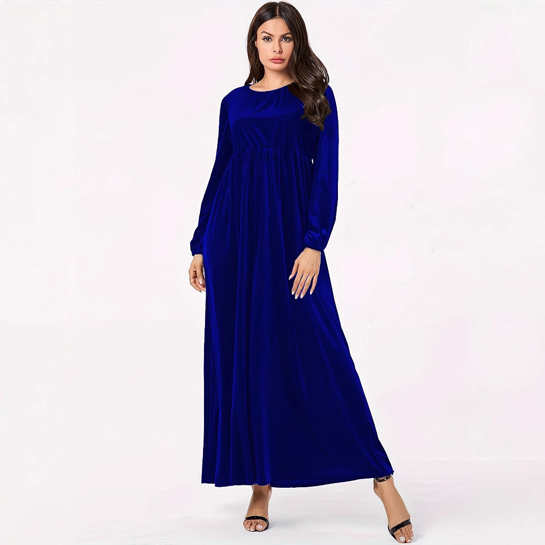 Dame maxikjole i luksuriøst fløjl med elegant drapering Stilla