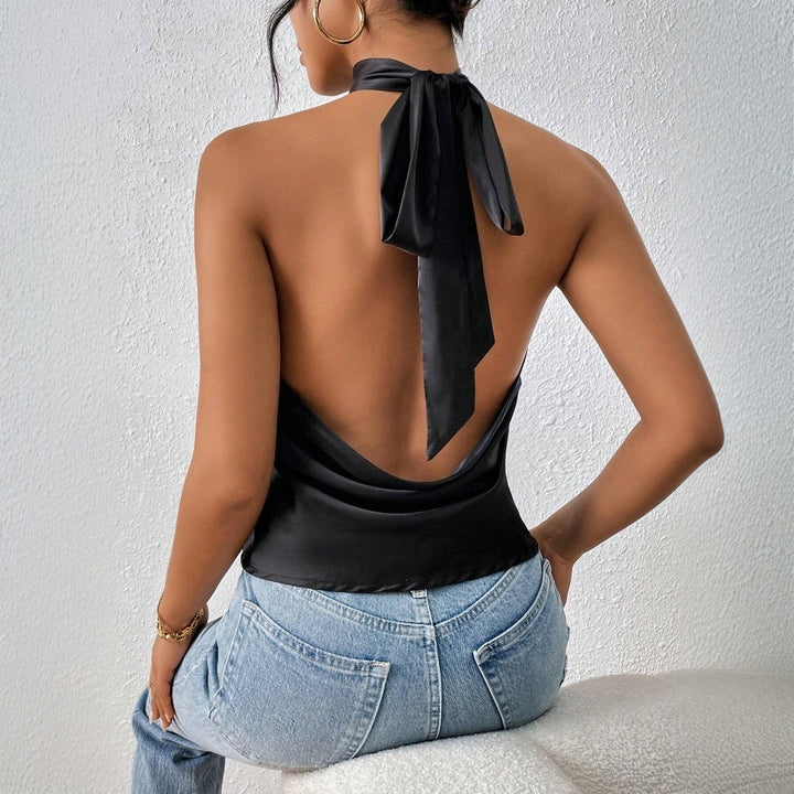 Damer elegant halter top med silkeagtig finish Stilla