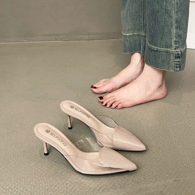 Dame elegante transparente pumps med moderne spidse tå og delikat plateau Stilla