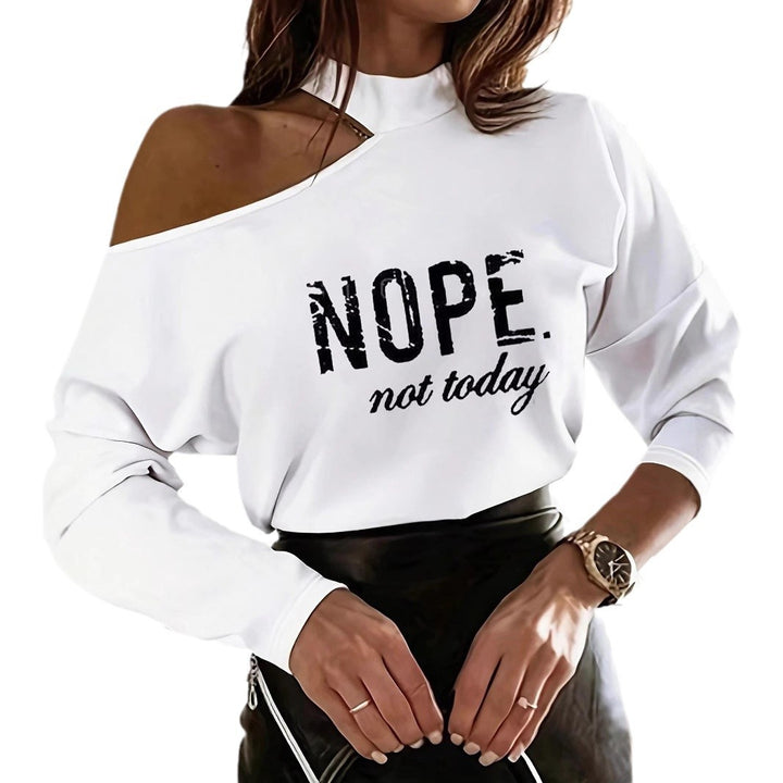 Dame Off-Shoulder T-shirt med Statement-Print Stilla