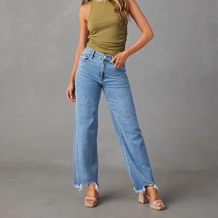 Dame Løst skåret Jeans med frynset kant Stilla