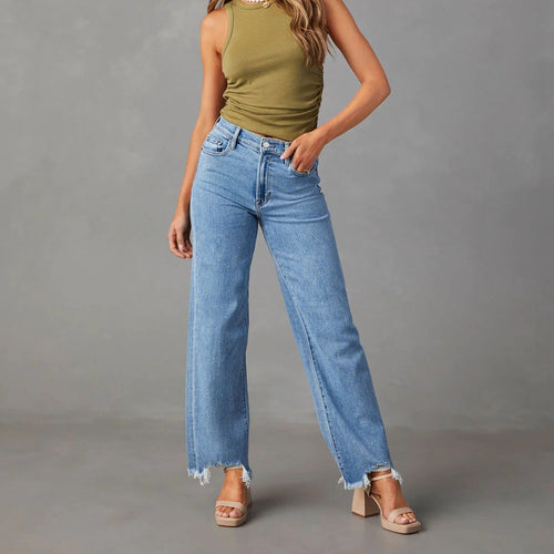 Dame Løst skåret Jeans med frynset kant Stilla