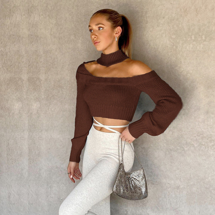 Dame Off-Shoulder Strikpullover med moderne snit Stilla