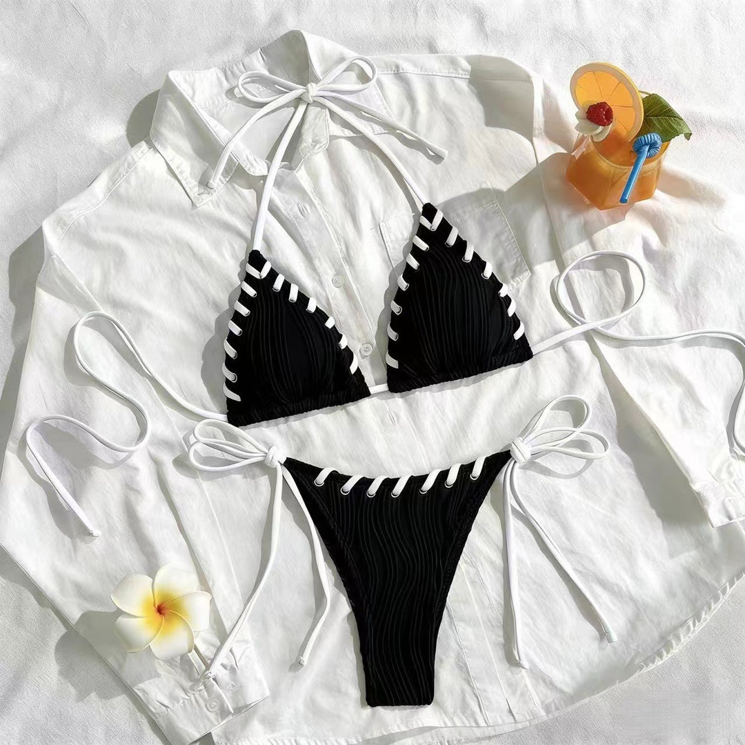 Dame triangle bikini med ruffle detaljer Skovae