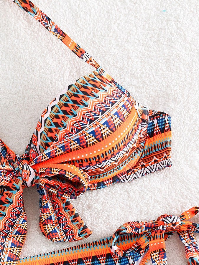 Dame Triangle Top Bind-Detail Bikini Sæt Stilla
