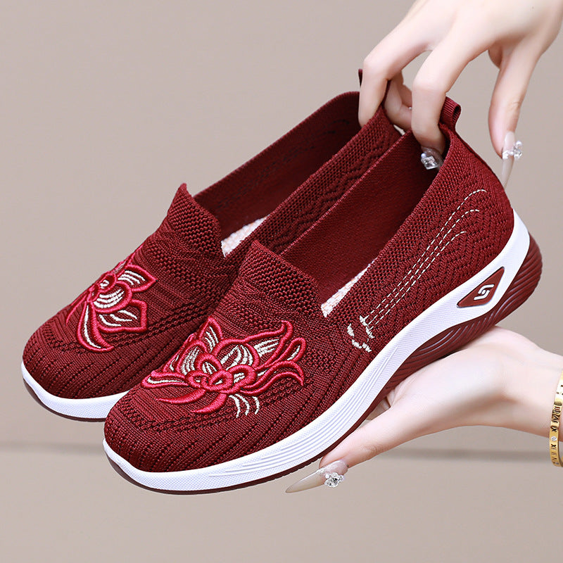 Dame Komfortable Slip-On Sneakers med floral broderi Stilla