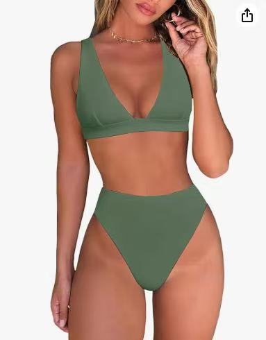 Dame Høj taljeret Bikini Sæt med V-Udskæring Skovae