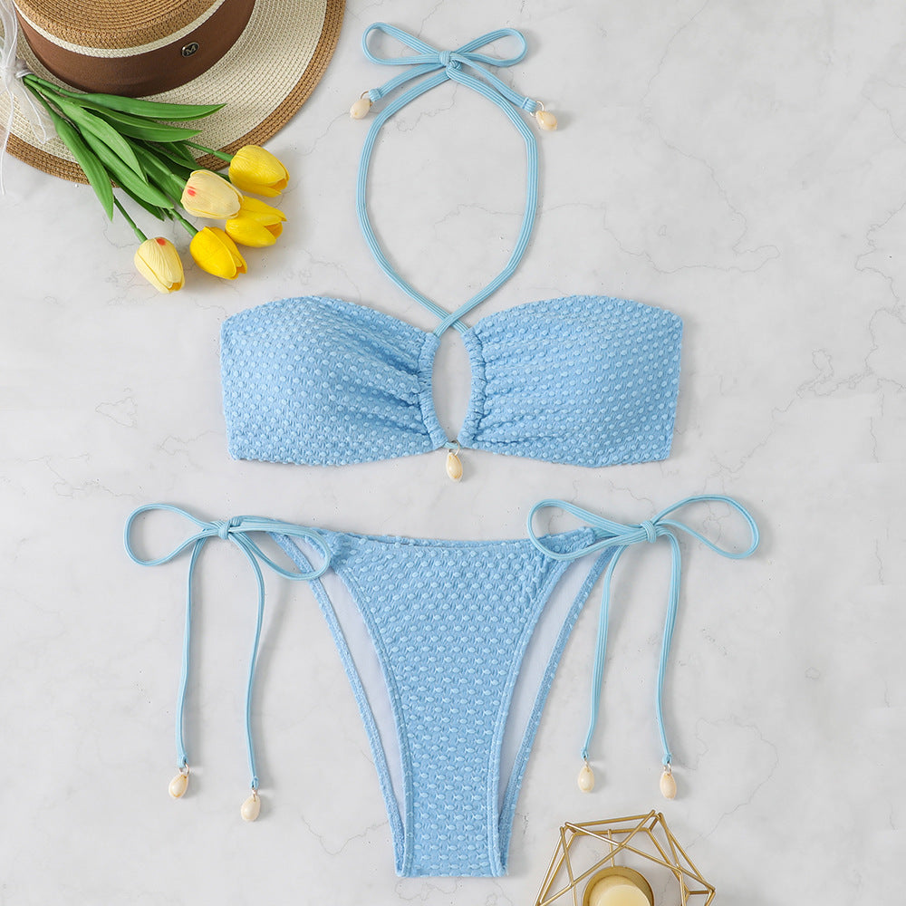Dame Bikini-sæt med elegant bindebåndsystem og fashionable cut-out Skovae