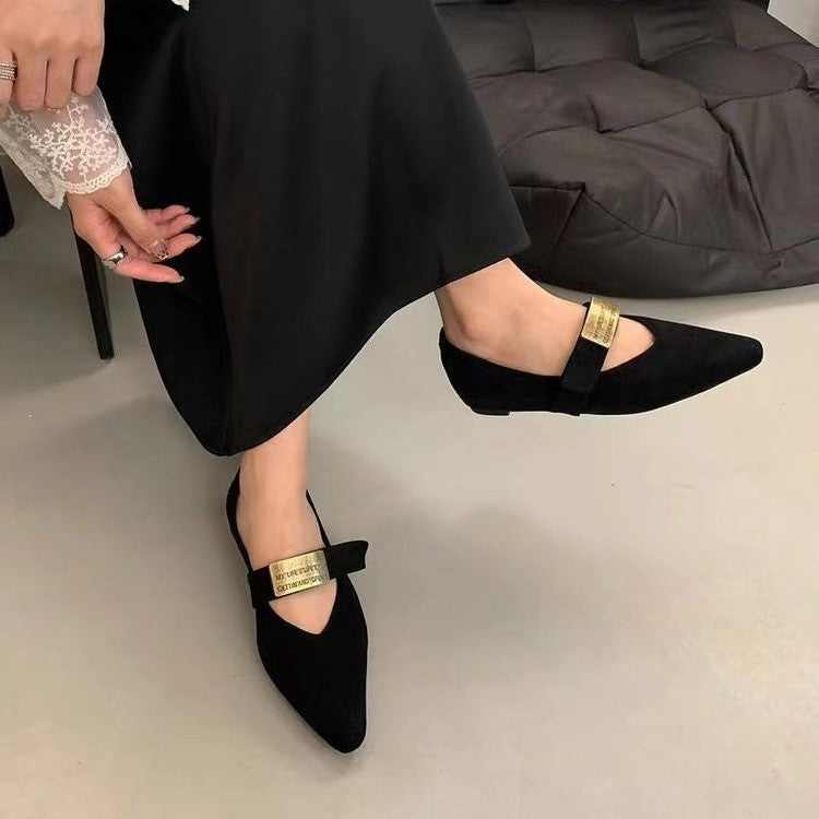 Kvinder spidse luksus slippers med detaljeret metallisk accent Stilla