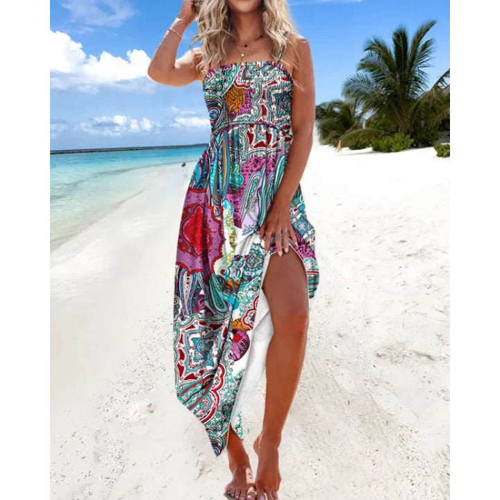 Dame Bohemian Paisleytrykt Maxi Kjole med justerbare stropper Stilla