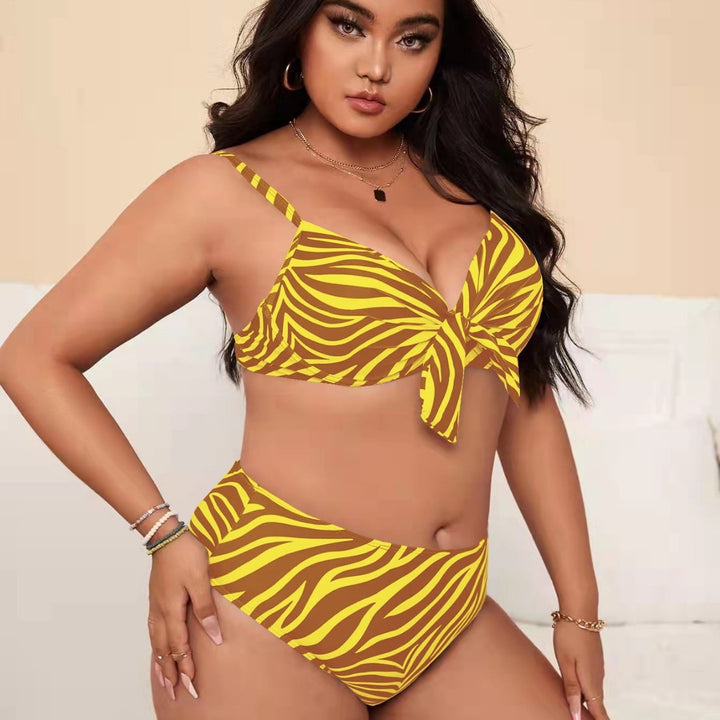 Dame bikini sæt med mode zebra mønster og justerbar knude Skovae