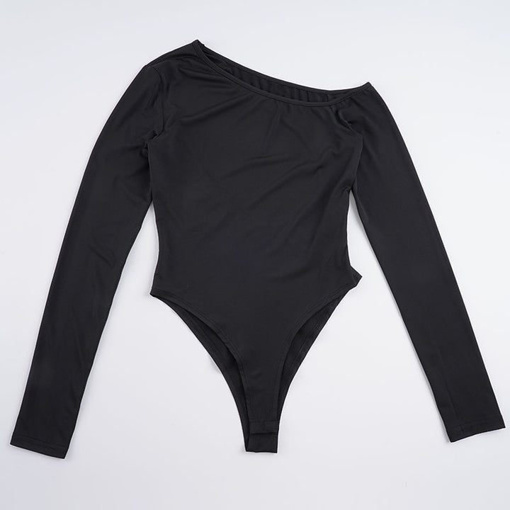 Dame Langærmet Bodysuit med smart Off-Shoulder Design og tætsiddende Silhouette Skovae