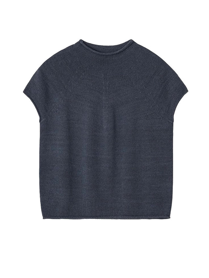 Dame kortærmet pullover med elegant ståkrave og kvalitets strikkestruktur Stilla