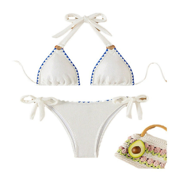 Dame triangel-bikini med elegant strukturstof og legende detaljer Skovae
