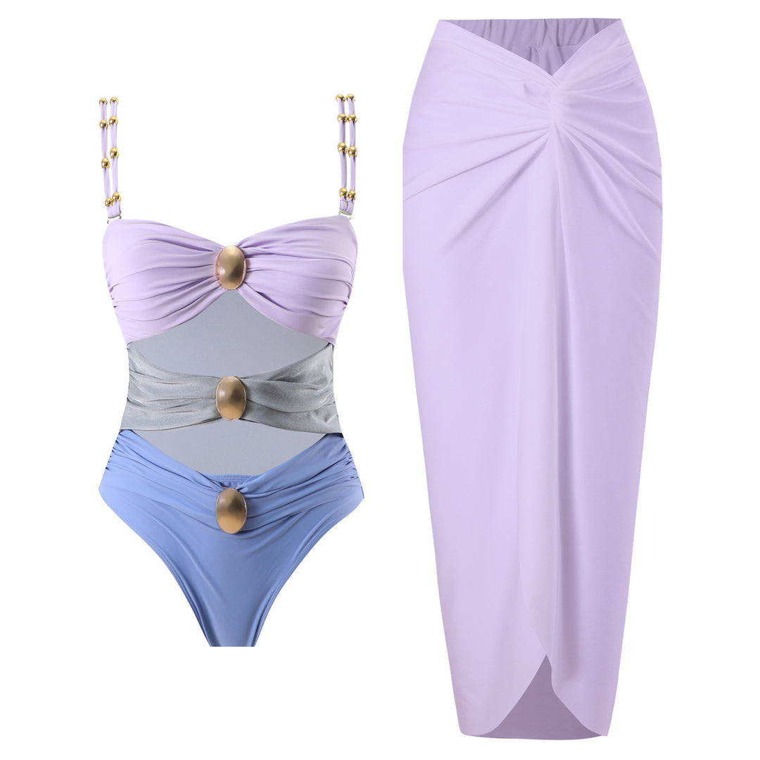 Dame Elegant Badedragt med draperet silhuet og moderne ringe Stilla