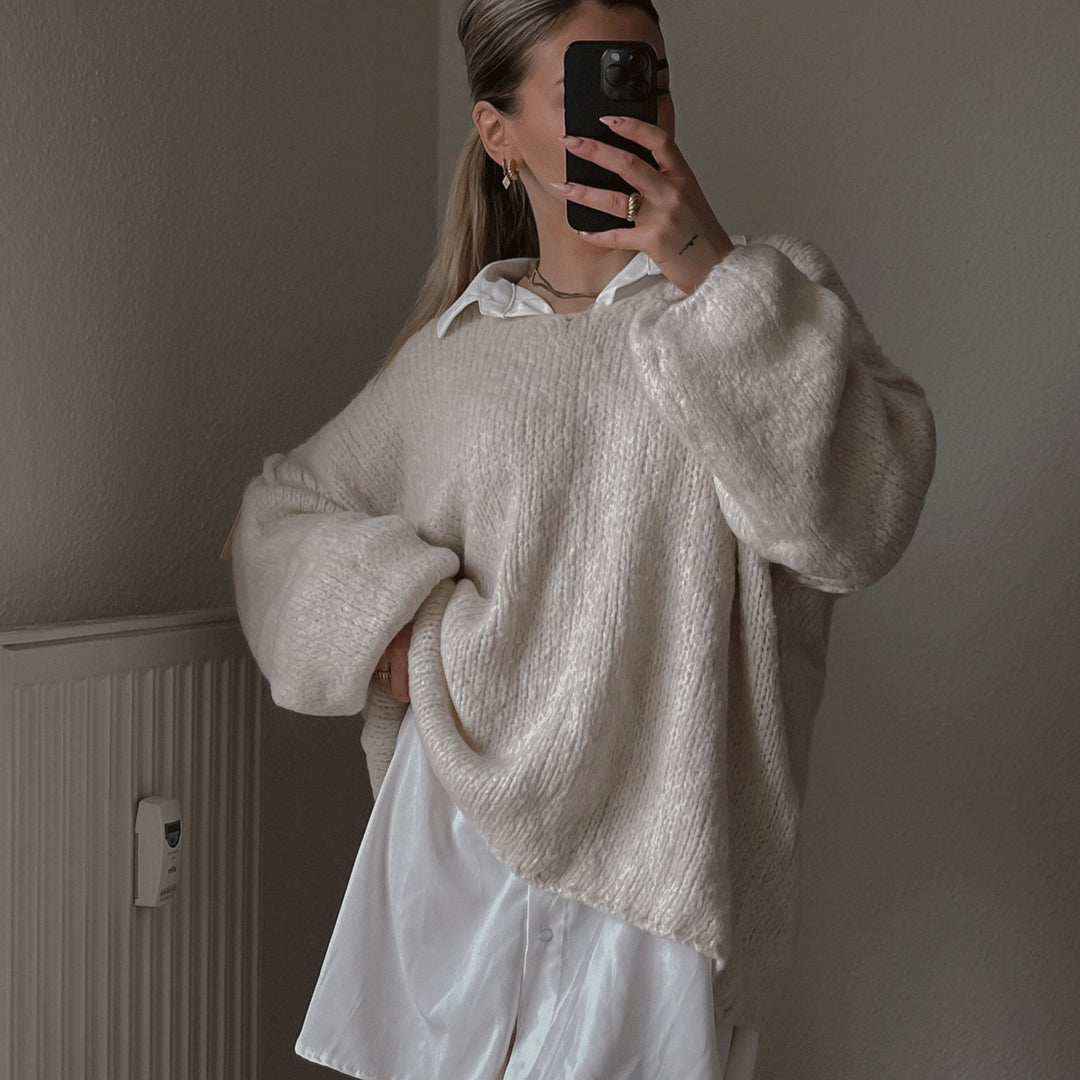 Damer casual oversized sweater med voluminøse ærmer og blød tekstur Stilla