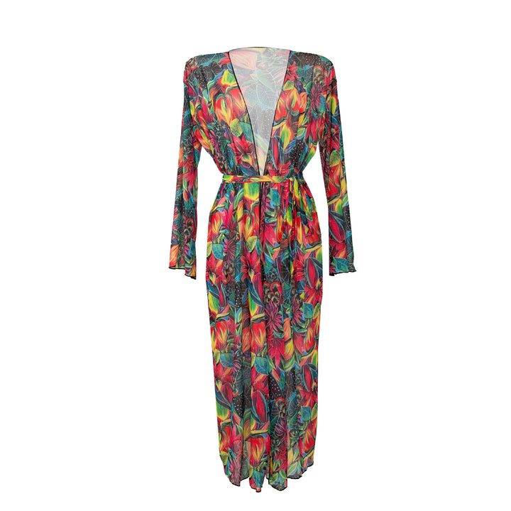 Dame Transparent Strandkimono med blomsterdesign Skovae