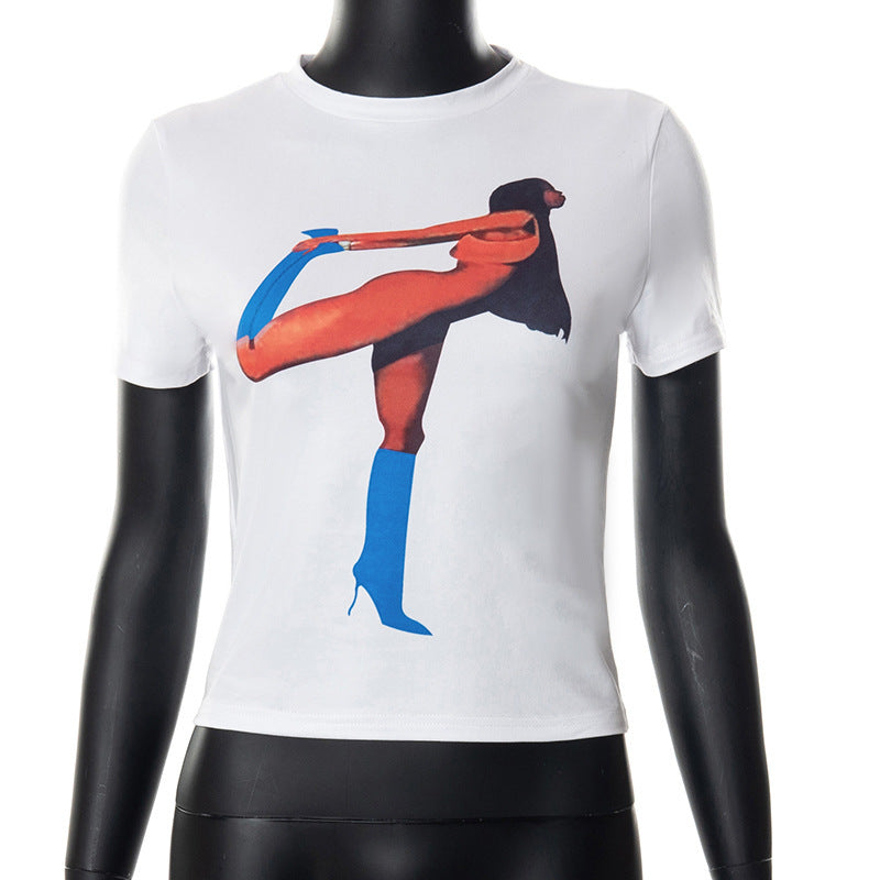 Dame Trendy Crop-Top med grafisk tryk og høj komfort Stilla
