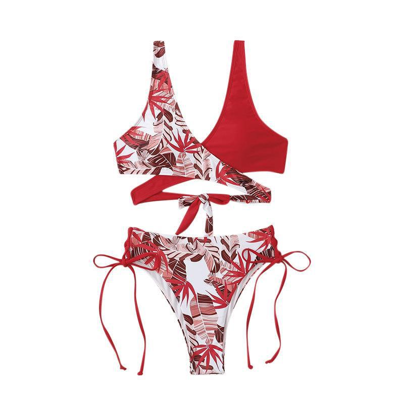 Dame To-delt Bikini-sæt med asymmetrisk top og justerbare bindebånd Stilla