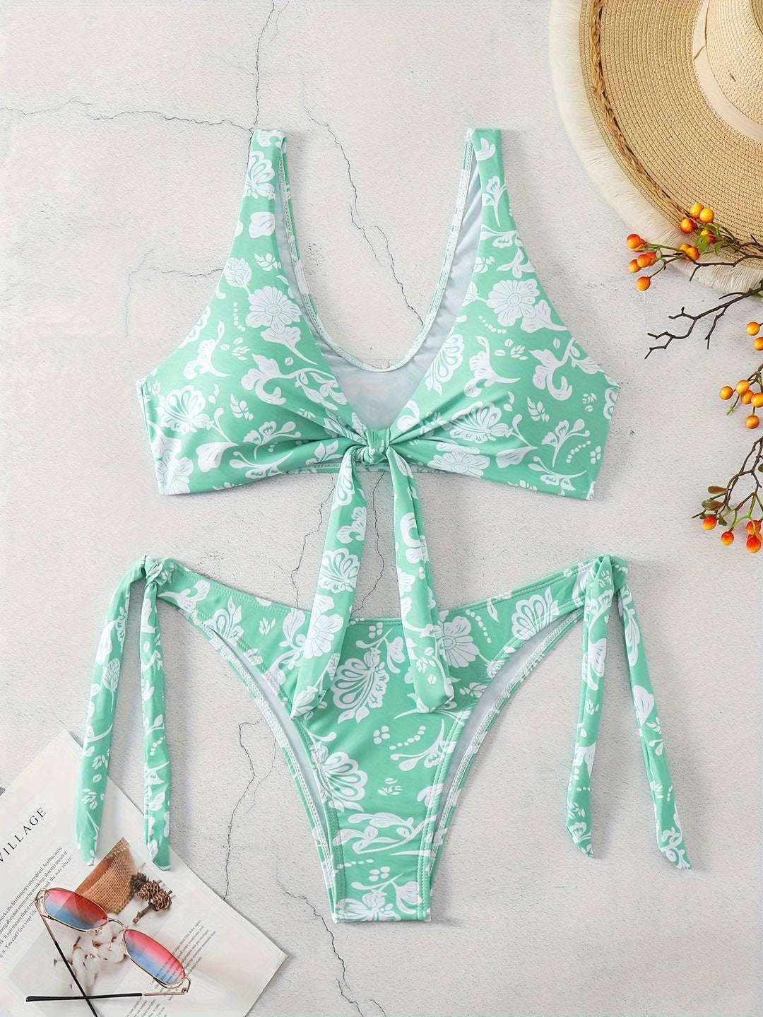 Dame triangel-bikini med legesygt knude-detalje Skovae