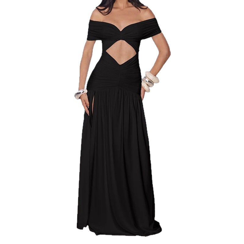 Damer Elegant Off-Shoulder Maxikjole med praktisk Cut-Out Skovae