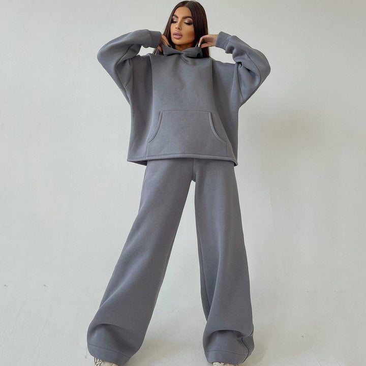 Kvinders afslappede fit hættebluse og løs sweatpants sæt Skovae