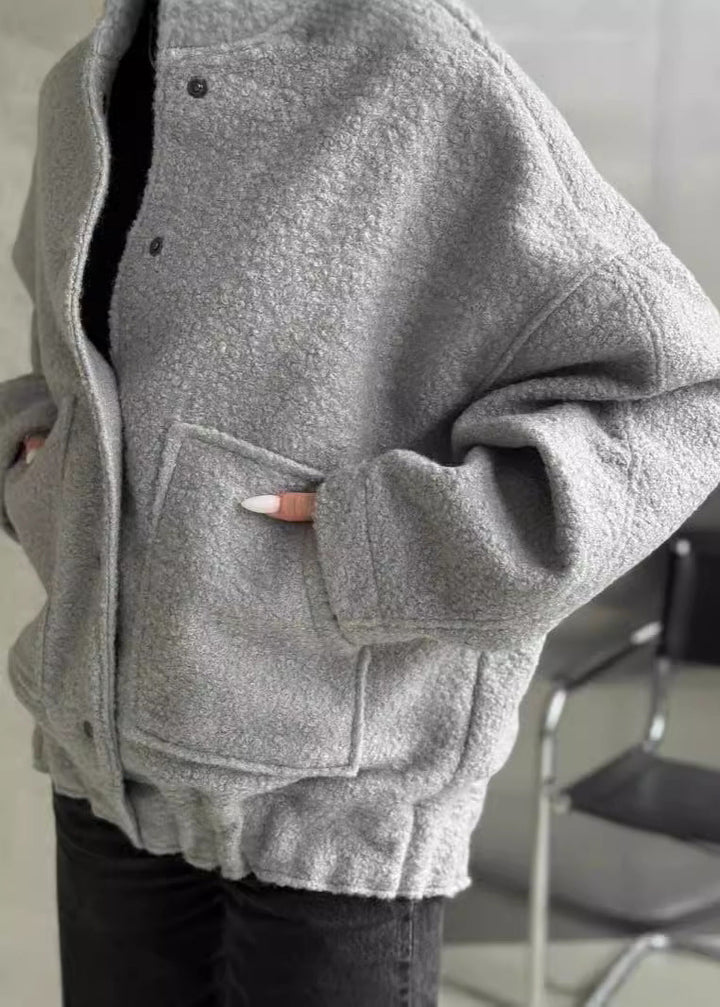 Stilla | Oversized Fleece Trykknapjakke