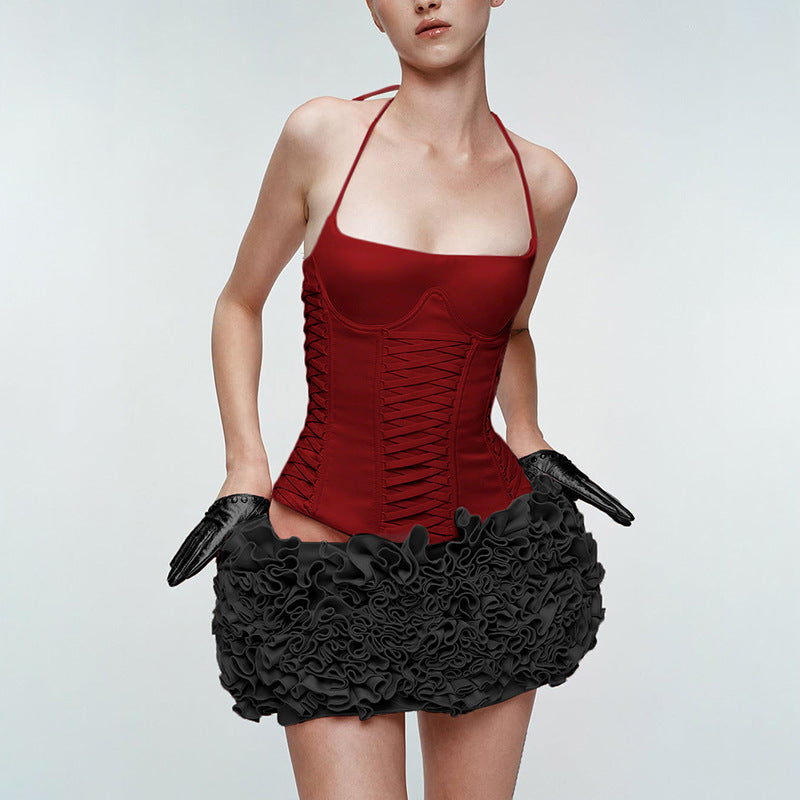 Dame Crop-Top med legesygt snørredesign og elegante stropper Skovae