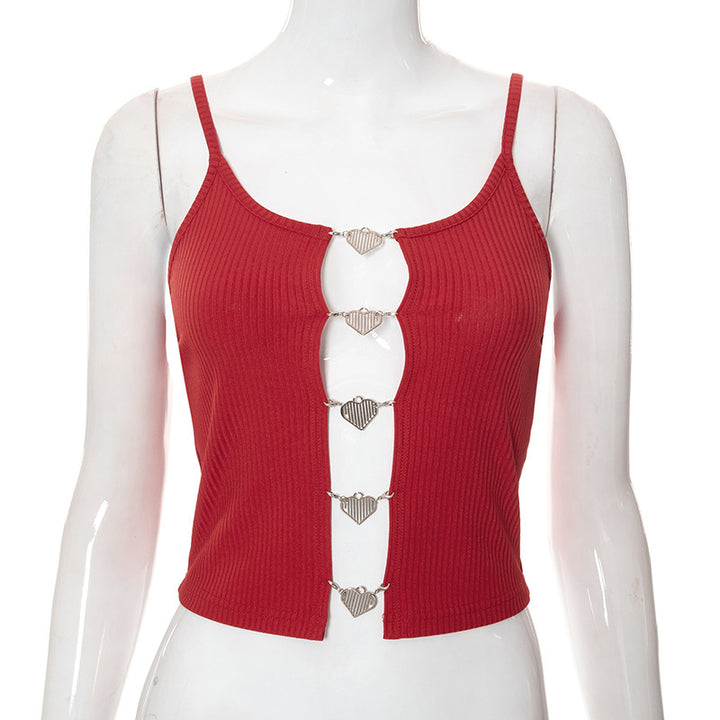 Dame Stilfuld Crop-Top med Hjerte-Motiv-Lukning Stilla