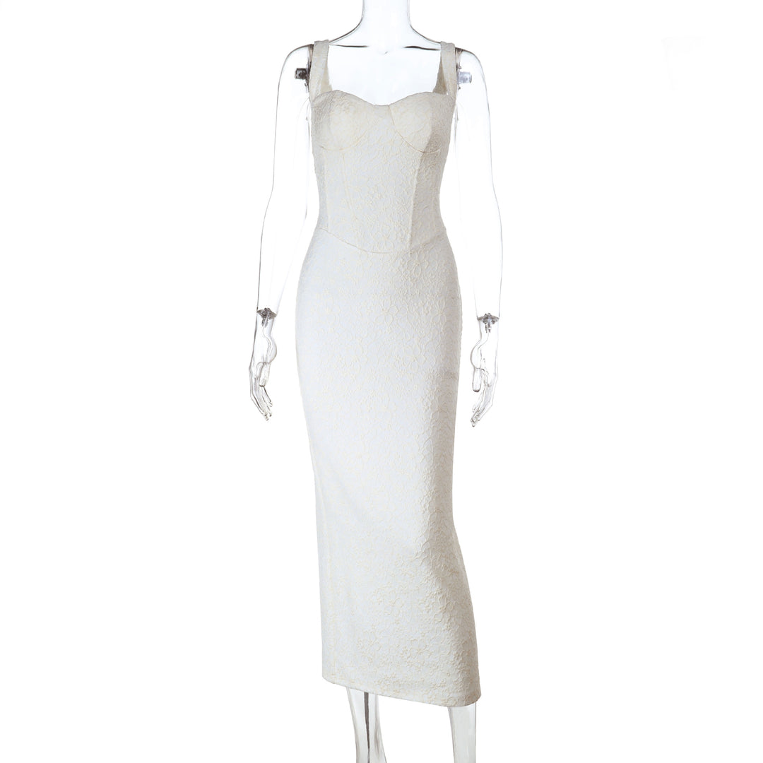 Dame elegant lang kjole med figursyet silhuet og forførende bustier Skovae