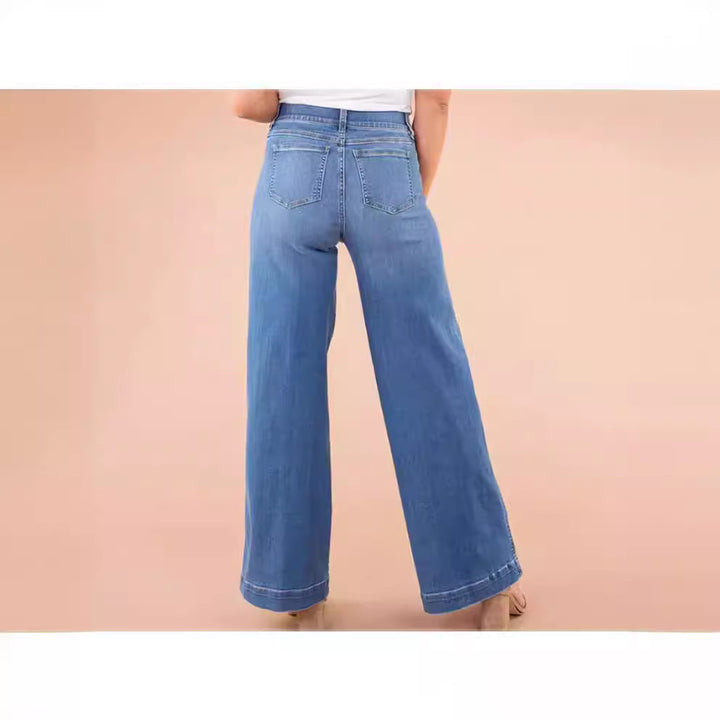 Dame vidde højtaljede jeans med elegant skæring og markante syningsdetaljer Skovae