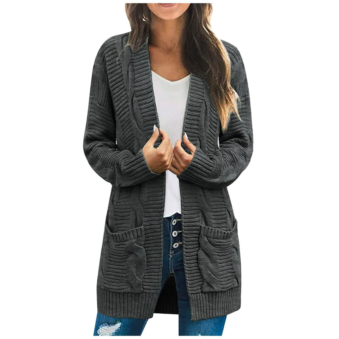 Kvinders chunky strik cardigan med lommer og struktureret stiklook Stilla
