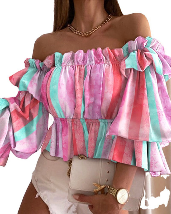 Kvinder Off-Shoulder Blomster Peplum Top Stilla