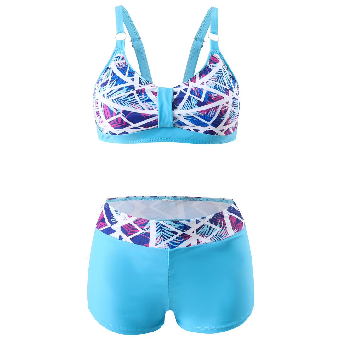 Damer nan sporty bikini-sæt med støttende bustier-top og figurformende badeshorts Skovae