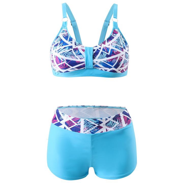 Damer nan sporty bikini-sæt med støttende bustier-top og figurformende badeshorts Skovae