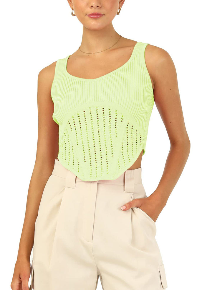 Dame Crop-Top med struktureret netlook og høj skæring Skovae