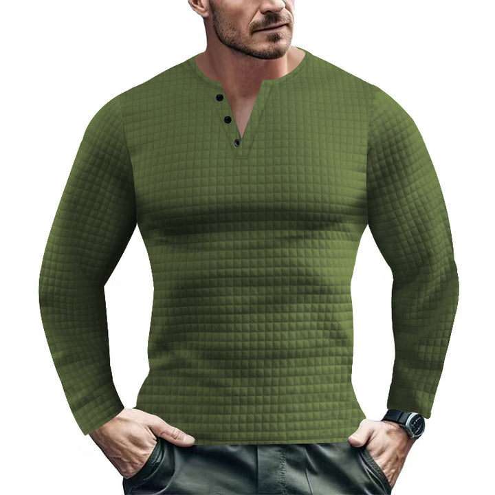 Herrer langærmet Henley-shirt med struktureret design Stilla