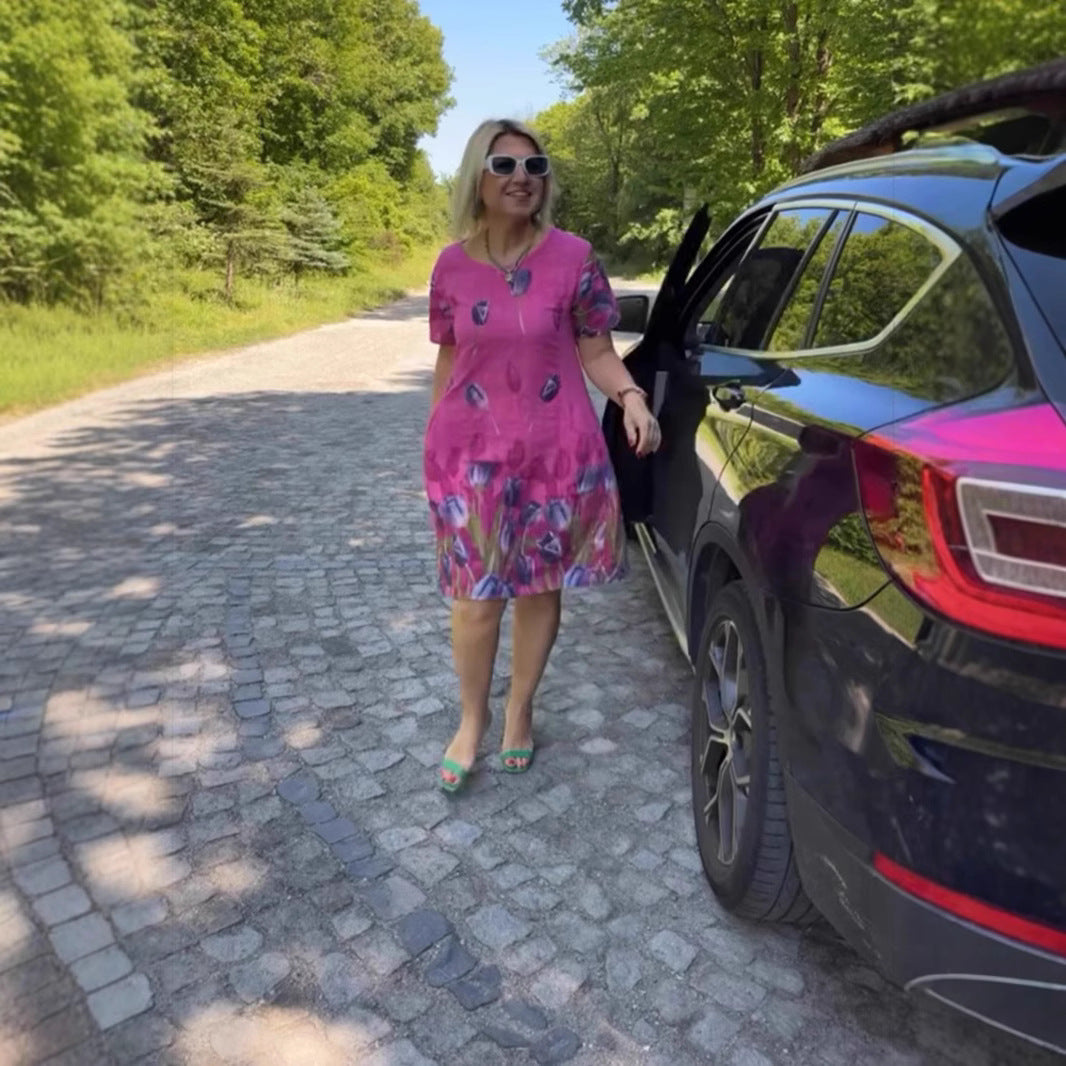 Dame sommerkjole med blomsterdesign og afslappet pasform Stilla