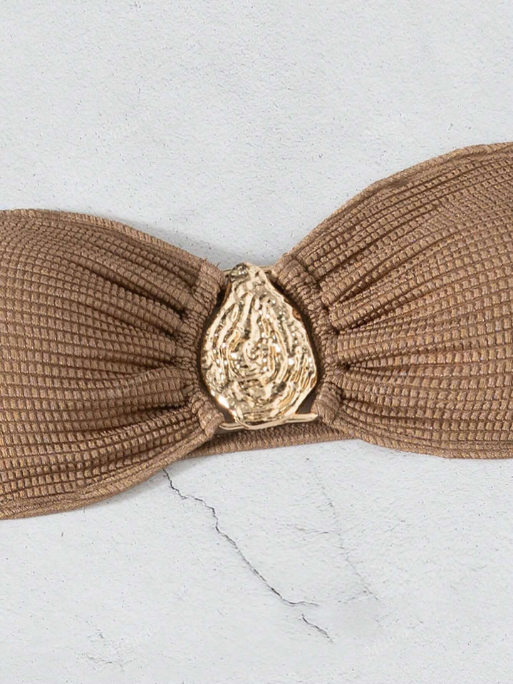 Dame bandeau-bikini med raffineret nederdel Skovae