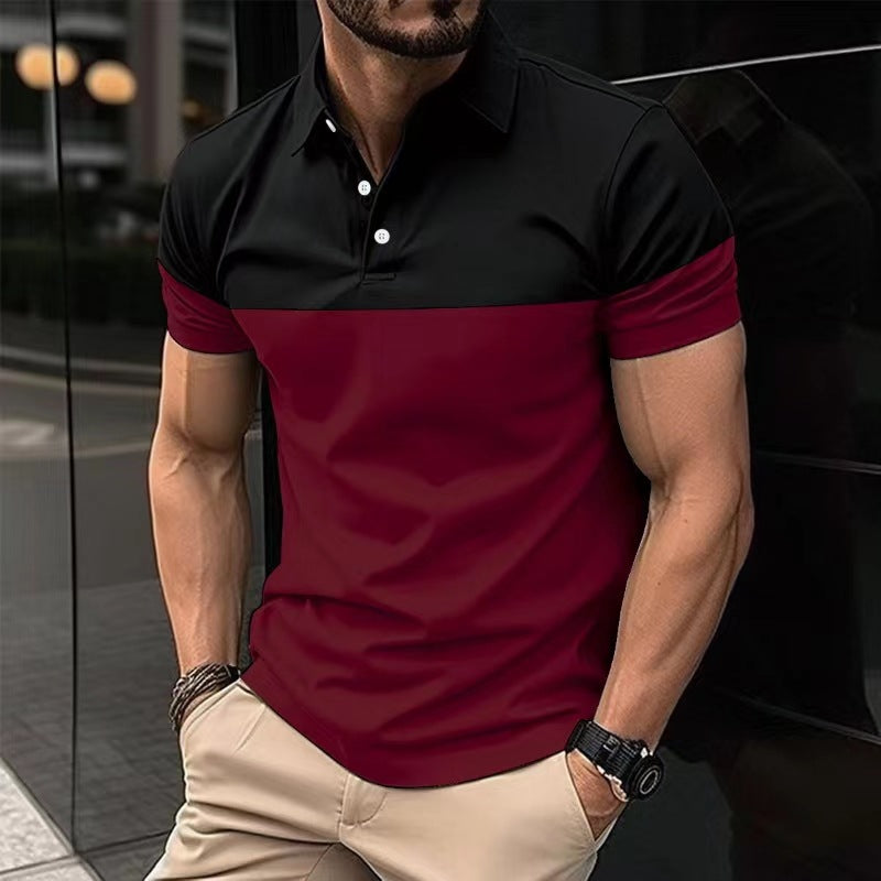 Herrer Polo-Skjorte med moderne farveblokdesign Stilla