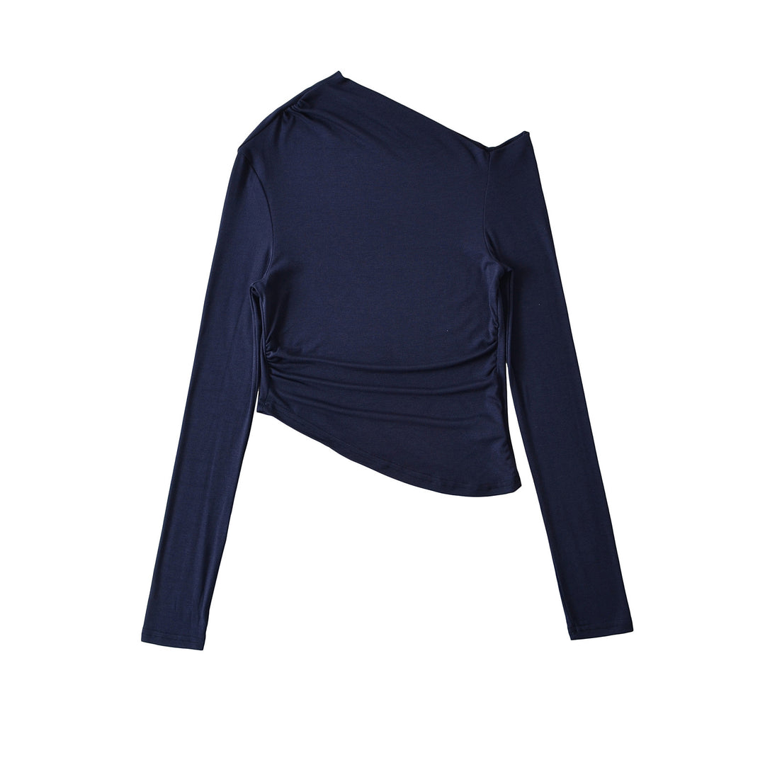 Damer asymmetrisk langærmet skjorte med elegant draperingseffekt Stilla