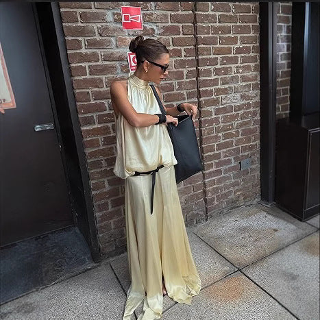 Femme Elegante Strop Maxi Kjole Stilla