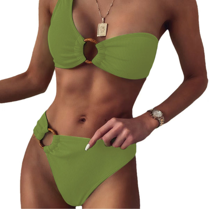 Dame Stilfuld Triangel-Bikini med gyldne detaljer Skovae