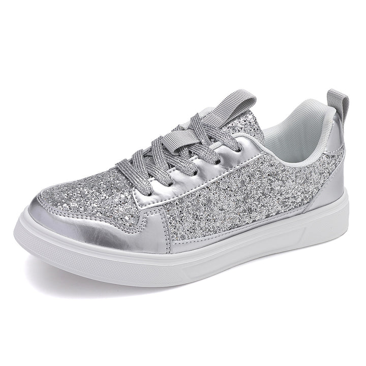 Dame nan Glitzer-fritidssneaker med metallic-detaljer, polstret indgang og skridsikker gummisål Skovae