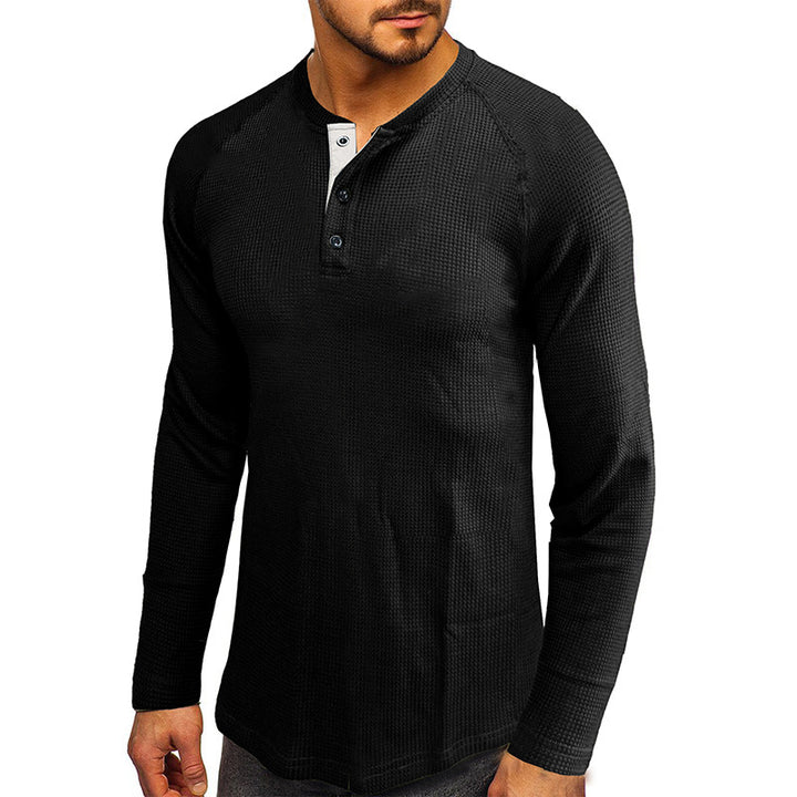 Herrer Langærmet Henley Skjorte med struktureret Design Stilla