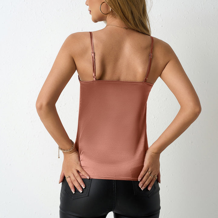 Dame Satin Top med elegant hjerteudskæring Skovae