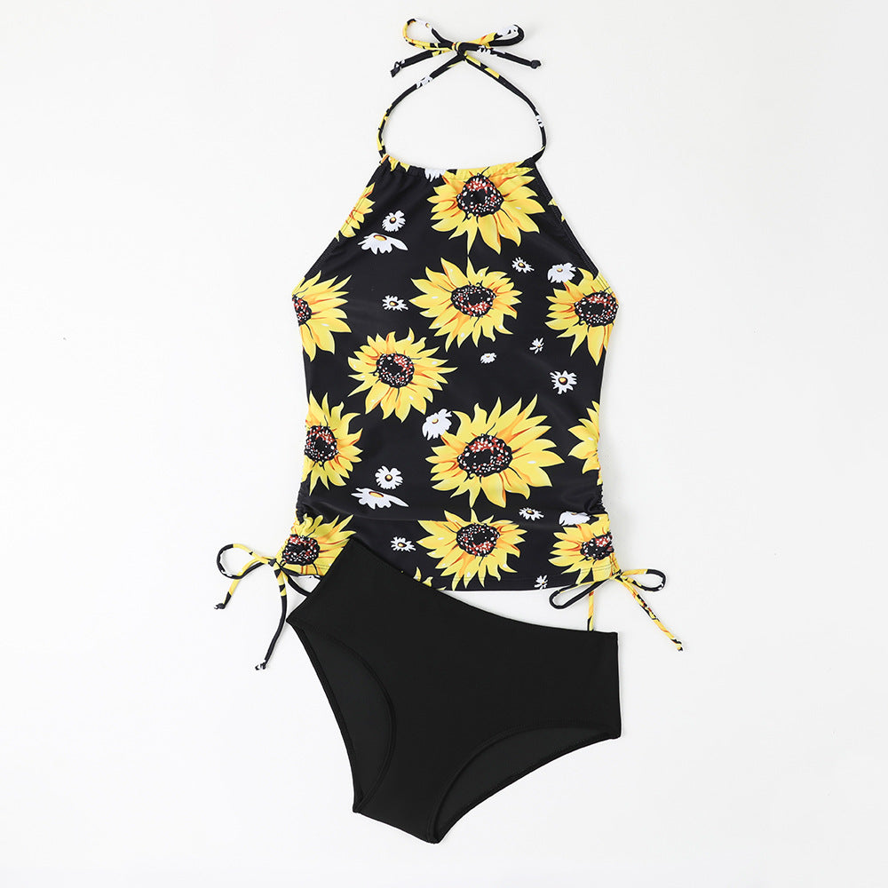 Dame svømmedragt med sødt solblomsterdesign og siden bånd Stilla