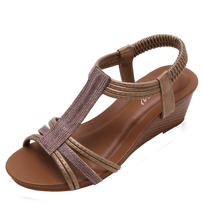 Dame Wedge-sandaler med elastiske stropper og komfortabelt fodseng Stilla