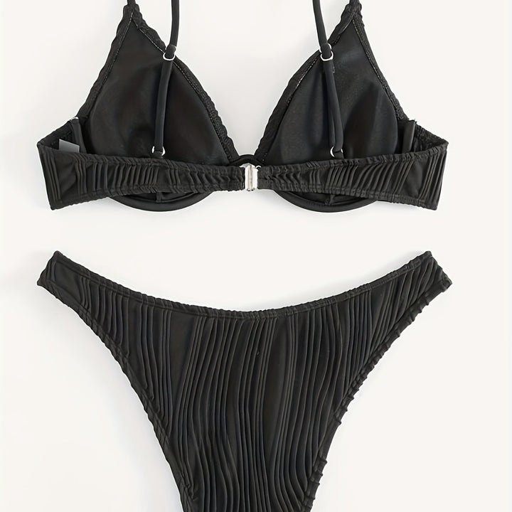 Dame bikini sæt med elegant plisseret mønster Skovae