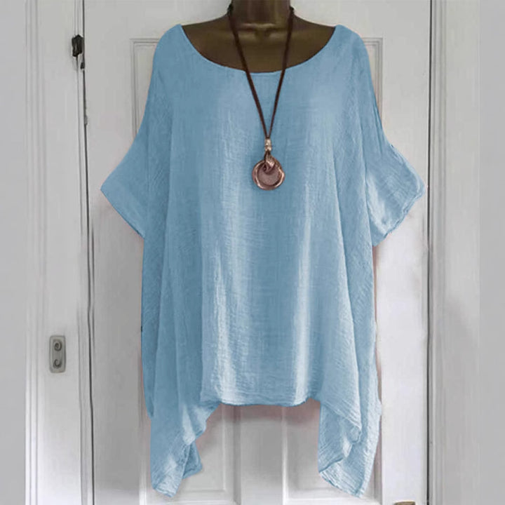 Dame afslappet oversized bluse shirt i let materiale med løs pasform Stilla